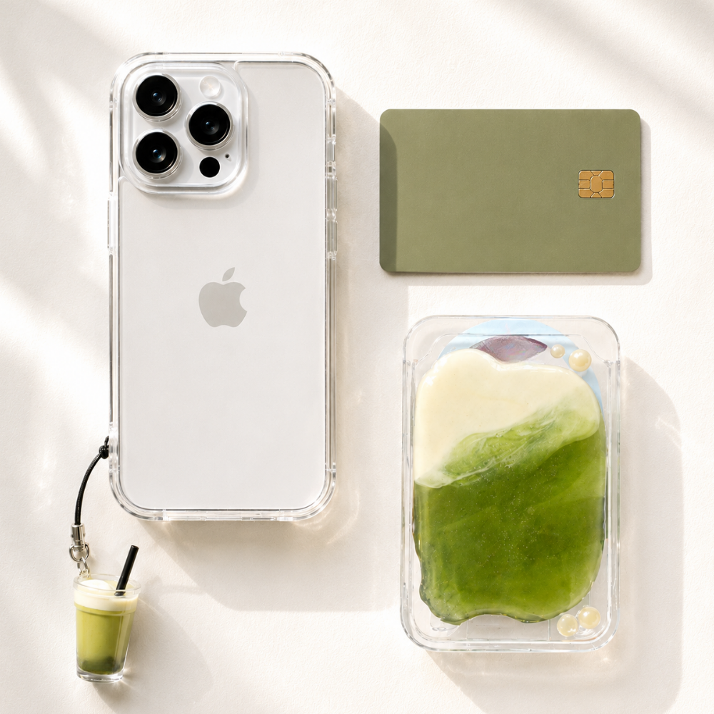 Starbucks inspired matcha cream MagSafe Card Holder,  Phone Card Case | magnetic Card Holder iphone wallet socket for card, subway pass, photocard
