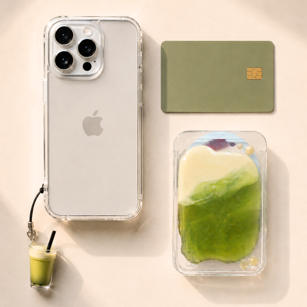 Starbucks inspired matcha cream MagSafe Card Holder,  Phone Card Case | magnetic Card Holder iphone wallet socket for card, subway pass, photocard