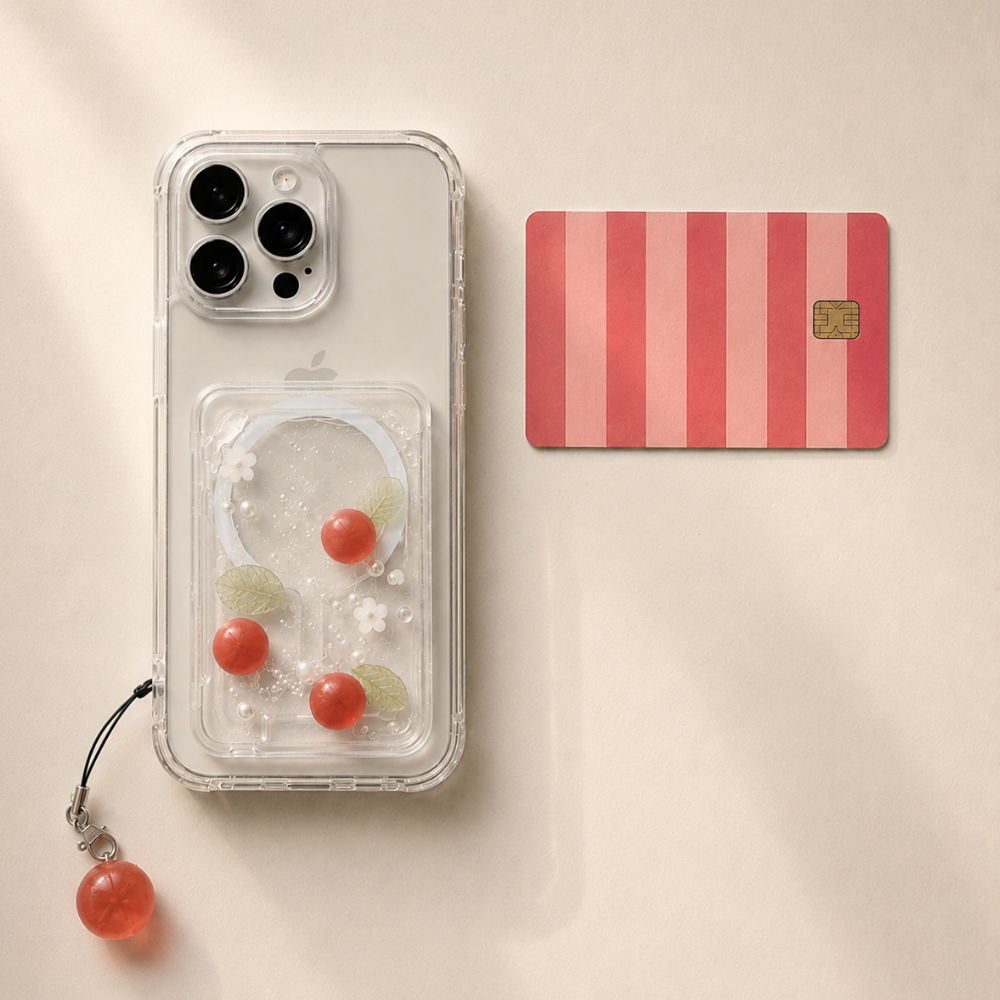 Blueberry, Rasberry MagSafe Card Holder,  Phone Card Case | magnetic Card Holder iphone wallet socket for card, subway pass, photocard