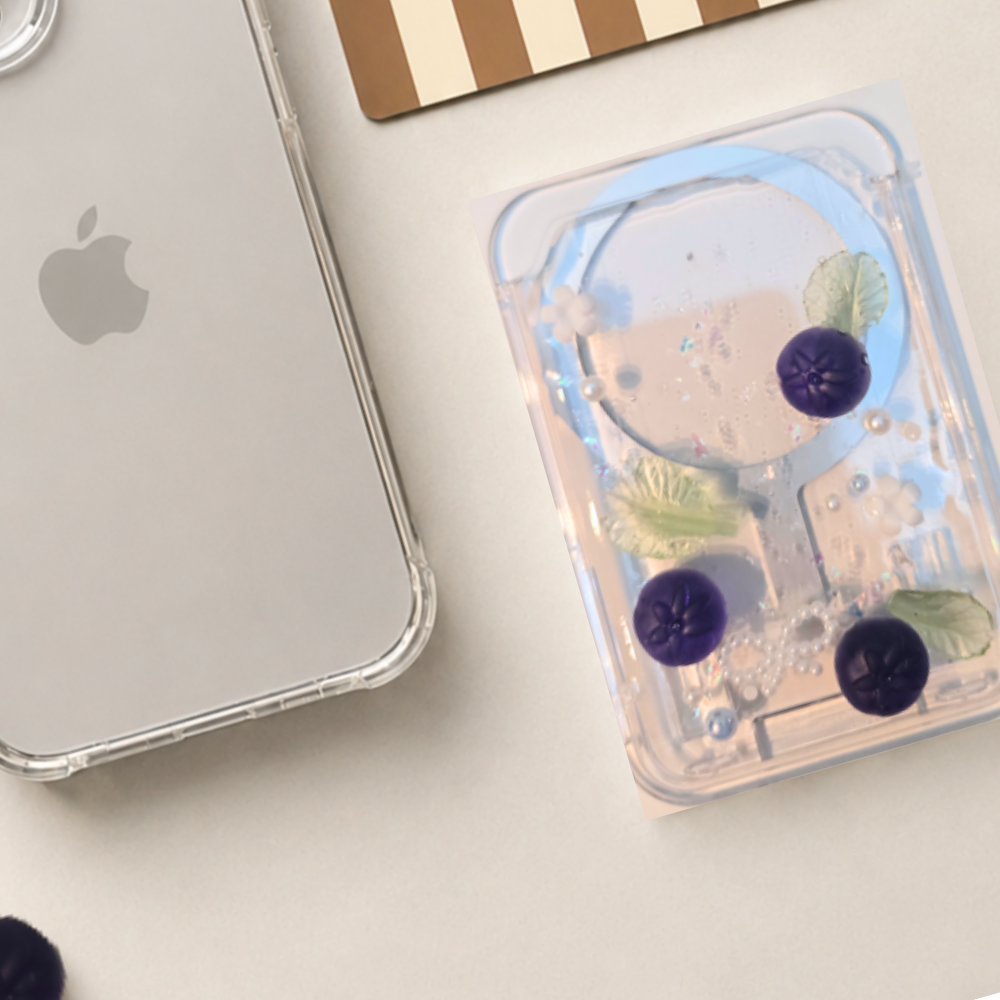 Blueberry, Rasberry MagSafe Card Holder,  Phone Card Case | magnetic Card Holder iphone wallet socket for card, subway pass, photocard