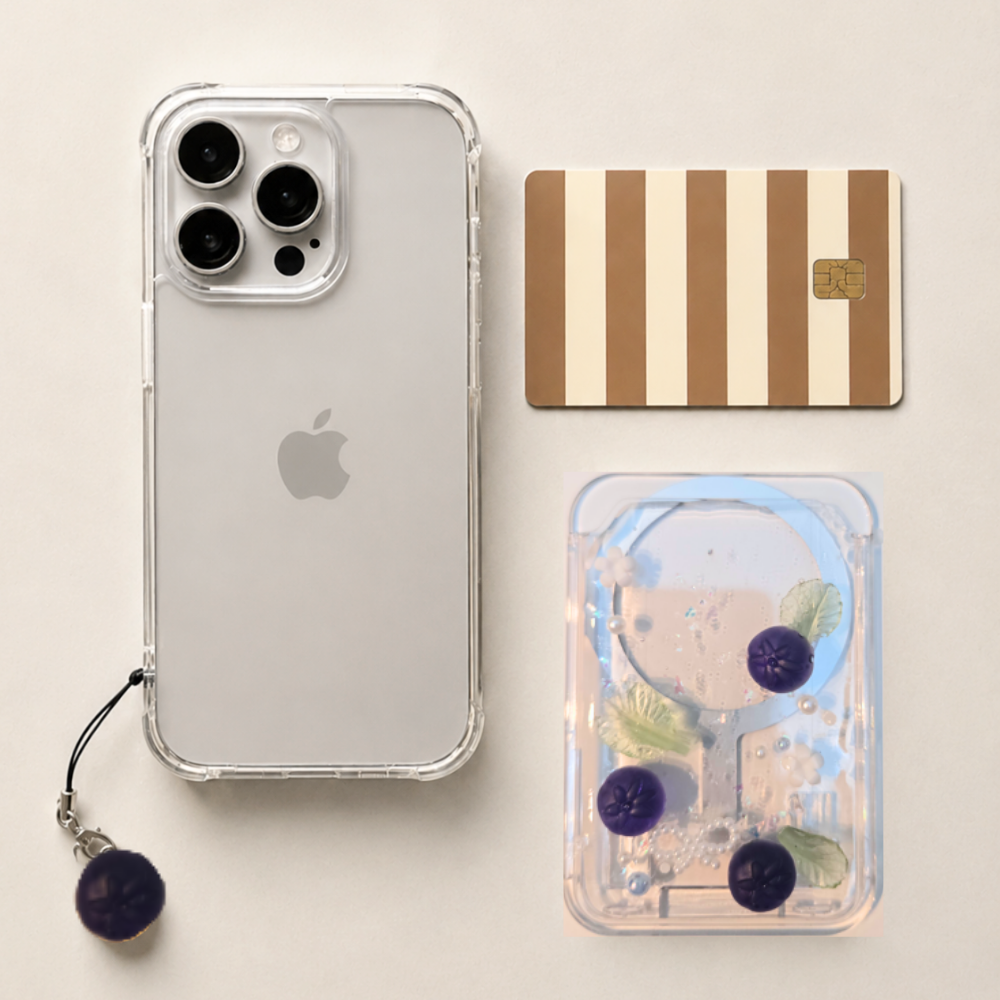 Blueberry, Rasberry MagSafe Card Holder,  Phone Card Case | magnetic Card Holder iphone wallet socket for card, subway pass, photocard