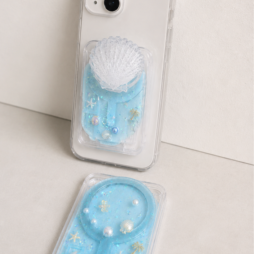 Summer Beach Shell MagSafe Card Holder,  Phone Card Case | magnetic Card Holder iphone wallet socket for card, subway pass, photocard