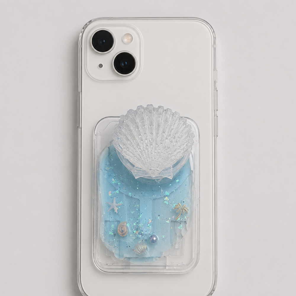 Summer Beach Shell MagSafe Card Holder,  Phone Card Case | magnetic Card Holder iphone wallet socket for card, subway pass, photocard