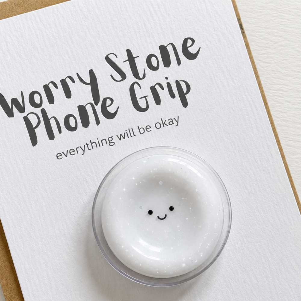Smile granite worry stone phone grip, kindle grip, popsockets, -kawaii worry Stone Phone Grip – phoneStand