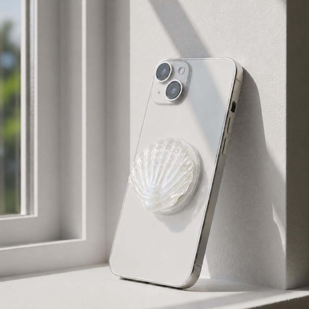 Sea Shell Pancake Phone Grip | Magnetic, Adhesive Phone Stand