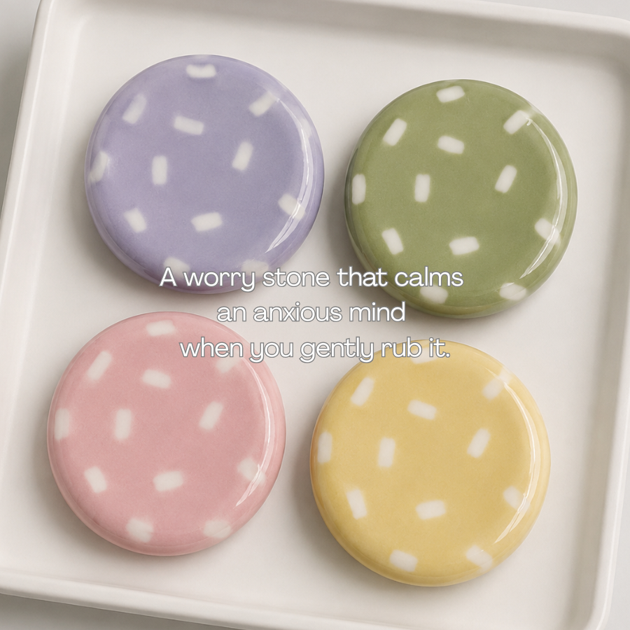 Pattern - kawaii Worry Stone Phone Grip – Anxiety Relief Stand