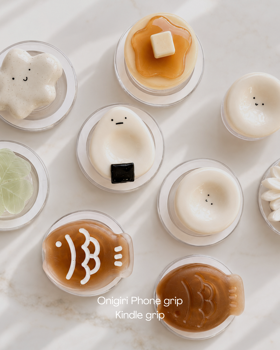Tomato Onigiri & Dimsum - kawaii Worry Stone Phone Grip – Anxiety Relief Stand